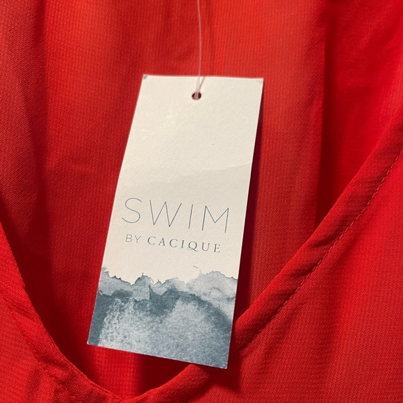 Cacique Swim | Chiffon Dolman Cover-up in Goji Berry, 26/28 - Picture 4 of 8